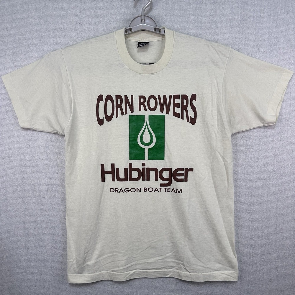 Vintage 90's Corn Rower Dragon Boat Team Hubinger Off White XL T-shirt  Made USA
